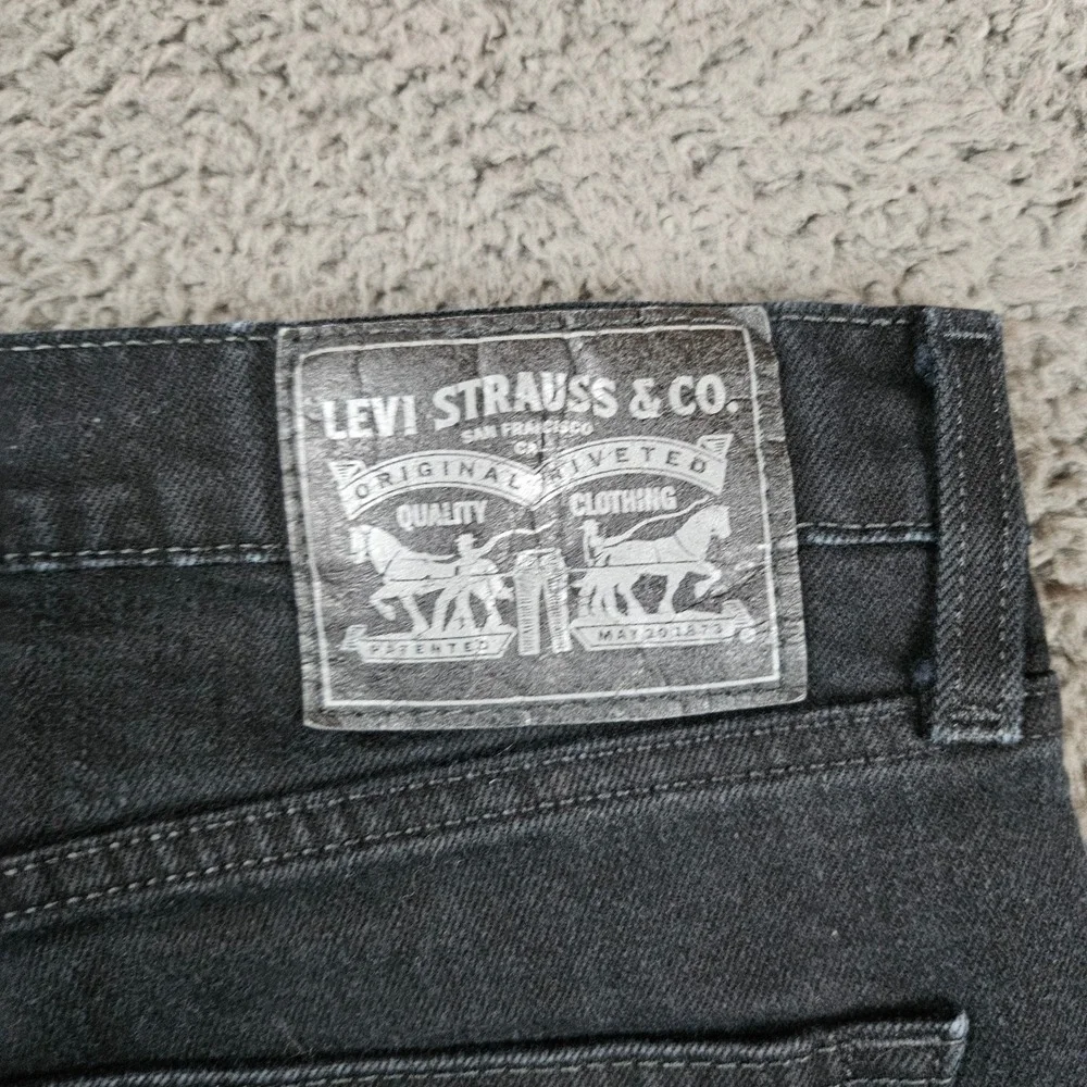 Levis Slim Fit‎ Jeans Mens 34x32 Black Stretch Denim Dark Wash